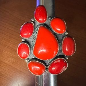 Sterling Coral statement Ring